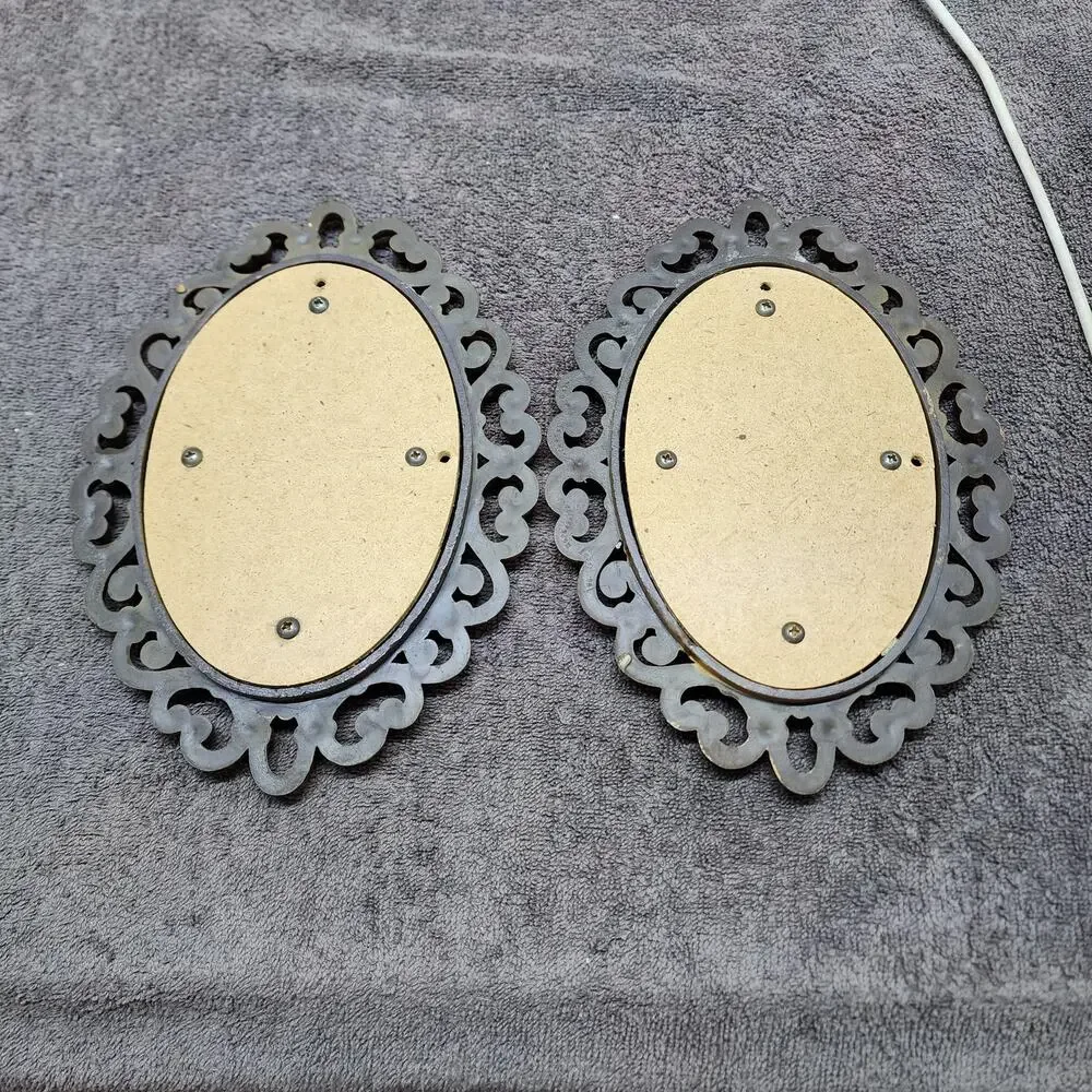 Vintage set of 3 plastic framed  Homco plastic frame mirror set W